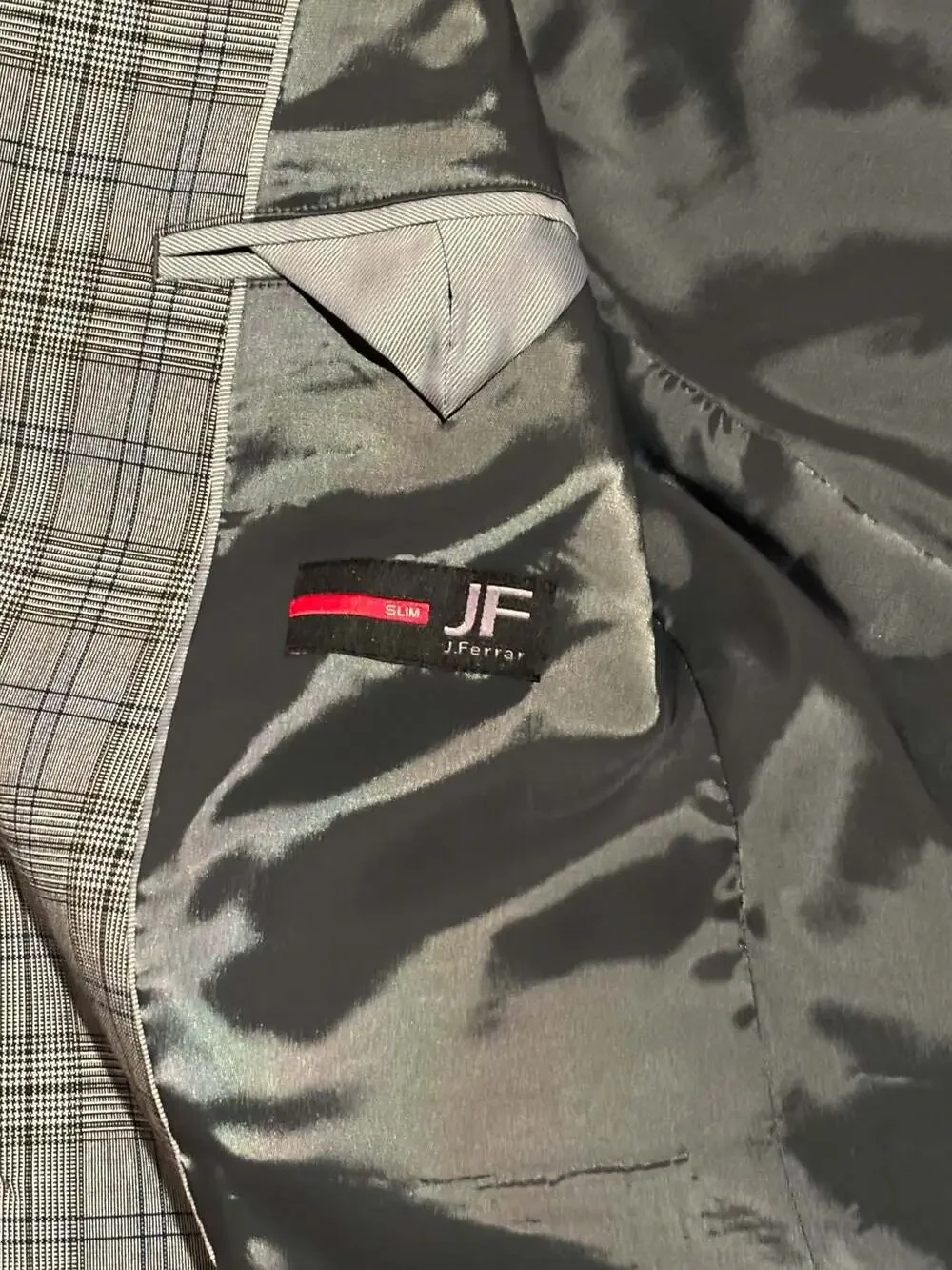 JF J.Ferrar Men's Slim Fit Gray Plaid Two-Button Blazer Sport Coat